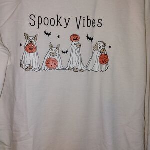 Spooky Vibes Halloween Sweatshirt - White PTP 22"